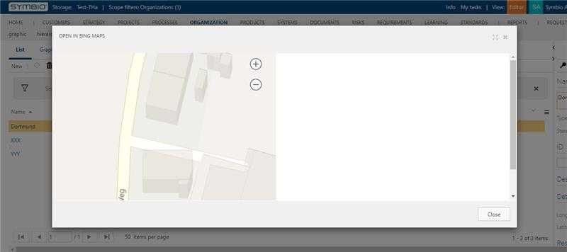 Bing Maps dialog