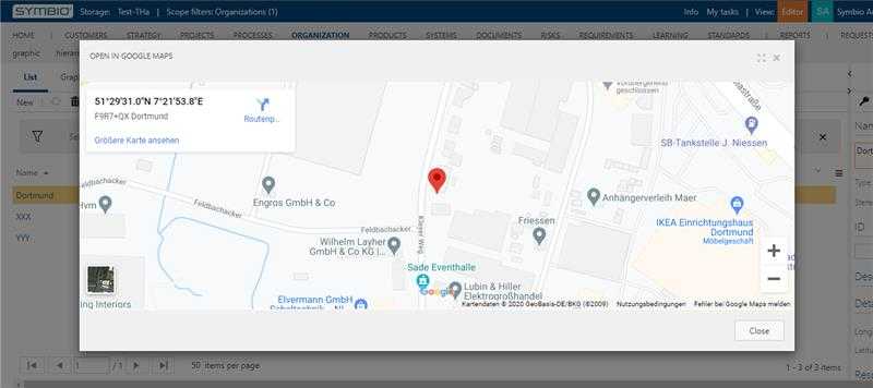 Google Maps dialog